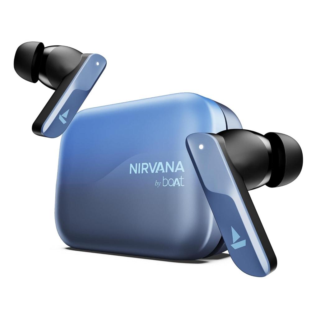 boAt Nirvana X TWS, Knowles Dual Drivers, Hi-Res Audio LDAC, App Support, ENx, Dual Pair, Spatial Audio, Fast Charge, Bluetooth Earbuds, TWS Ear Buds Wireless Earphones with mic (Mist Blue)