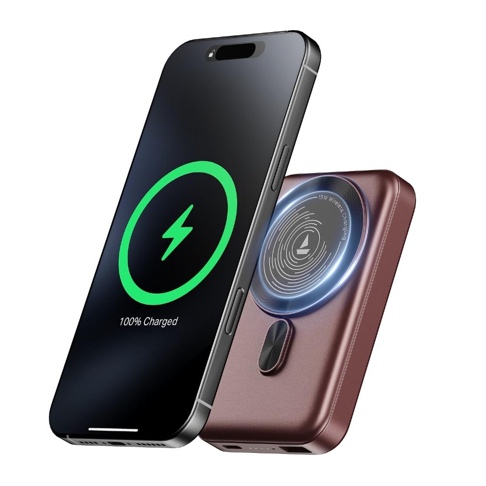 boAt EnergyShroom 10000 mAh MagnaCharge Power Bank, Wine Red, PB331
