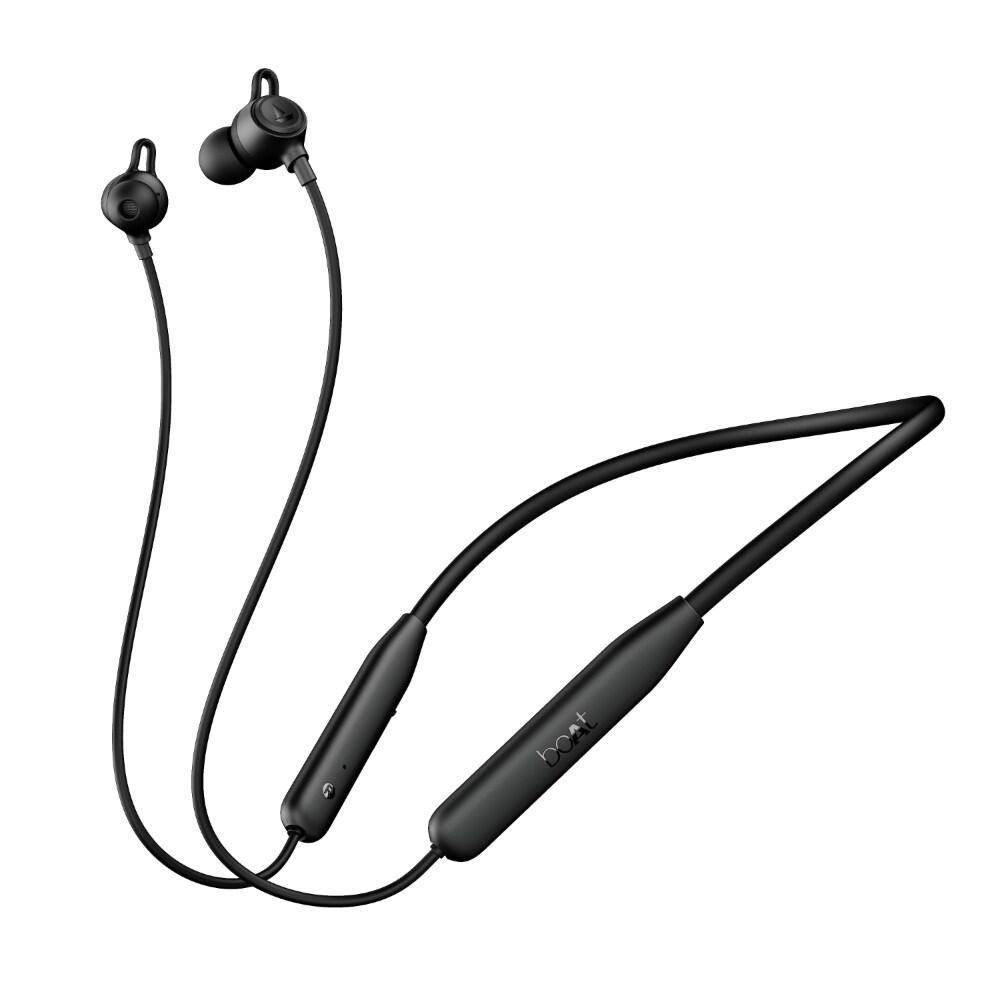 boAt Rockerz 200 In Ear Wireless Neckband with 60 hours Playback Time, 10 mm boAt Signature Sound Drivers and IPX5 Rating (Active Black)