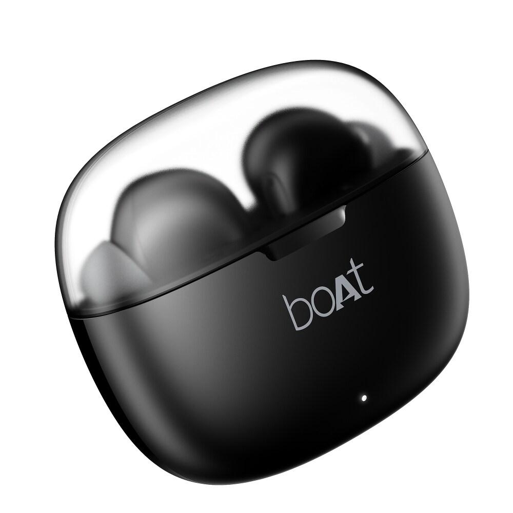 boAt Airdopes 212 with Tanslucent Lid, 50 Hrs Battery, 45 ms Low Latency, ENx Tech, Fast Charge, Bluetooth (Noir Black)