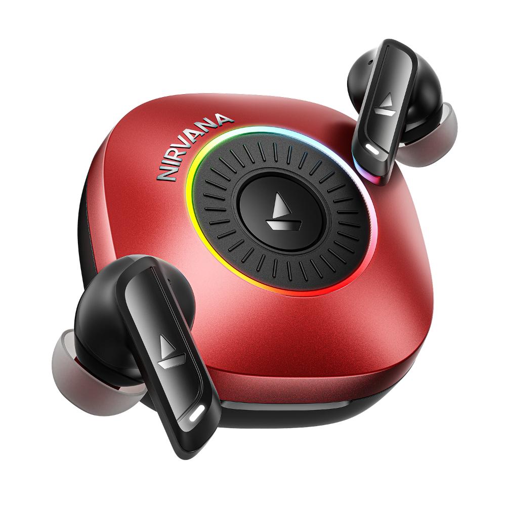 boAt Nirvana Crown with Hybrid ANC ( 50 dB), Sonic A.R.C, Advanced Rotational Crown, Actionable LEDs, Interactive Haptic Feedback, Spatial Audio, 6 Mics with AI-ENx, 40 H Playback, BEAST 50 ms Low Latency, ASAP Charge, BT v6.0 (Blazing Red)