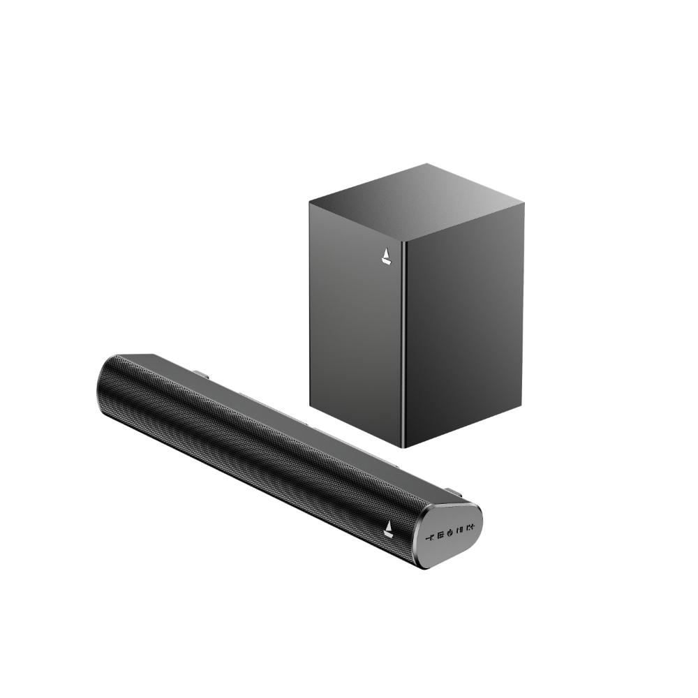 boAt Aavante Bar Plus Rhythm with 100W Powerful boAt Signature Sound, 2.1 Channel, Wired Subwoofer, Multi-Compatibility BTv5.3, AUX, USB, HDMI, Master Remote Control, Sleek Design and Preimun Finish (Charcoal Black)