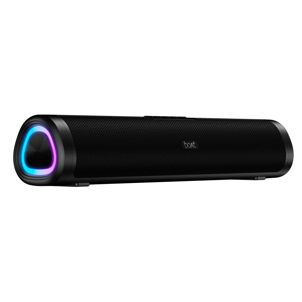 boAt Aavante Bar Groove Plus 16W 2.0 Channel Portable Bluetooth Soundbar with RGB LEDs, TWS Function, Dual Drivers, Built-in Mic, Multi-Connectivity, BT v5.4 (AUX/USB/TF Card), 5Hrs Playtime (Premium Black)