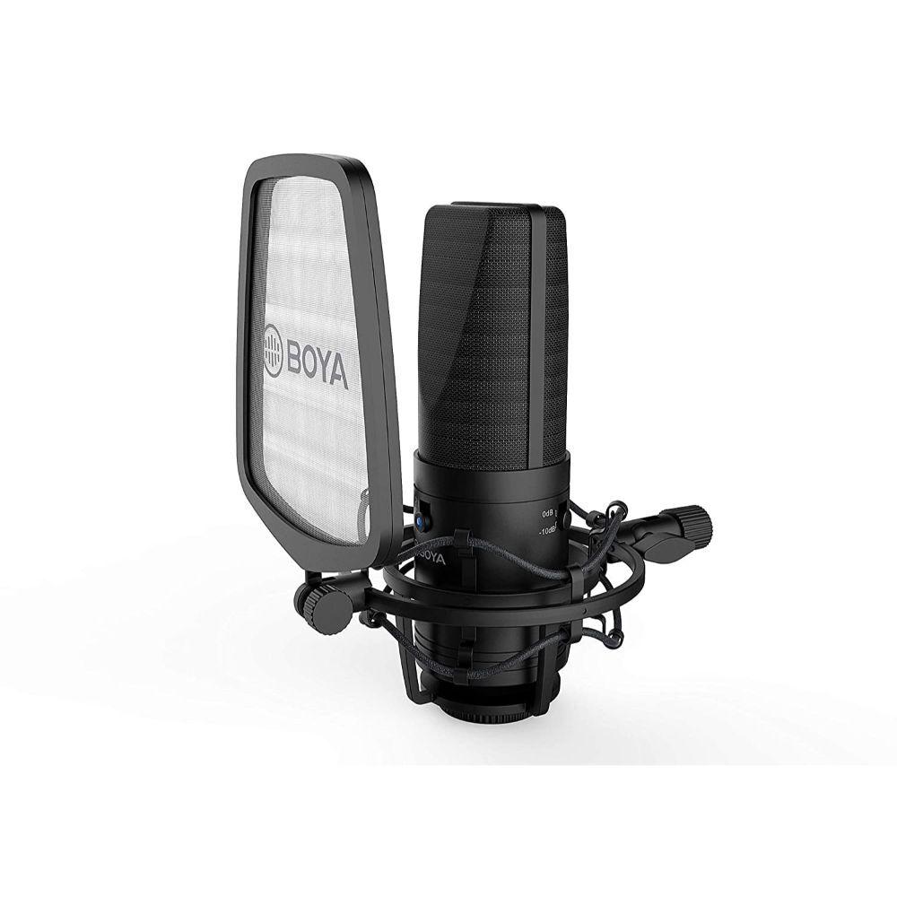 Boya BY-M1000 Cardioid, Omnidirectional, Bidirectional Condenser Microphone For recording podcasts, voiceovers, musical instruments, vocal performances (Black)