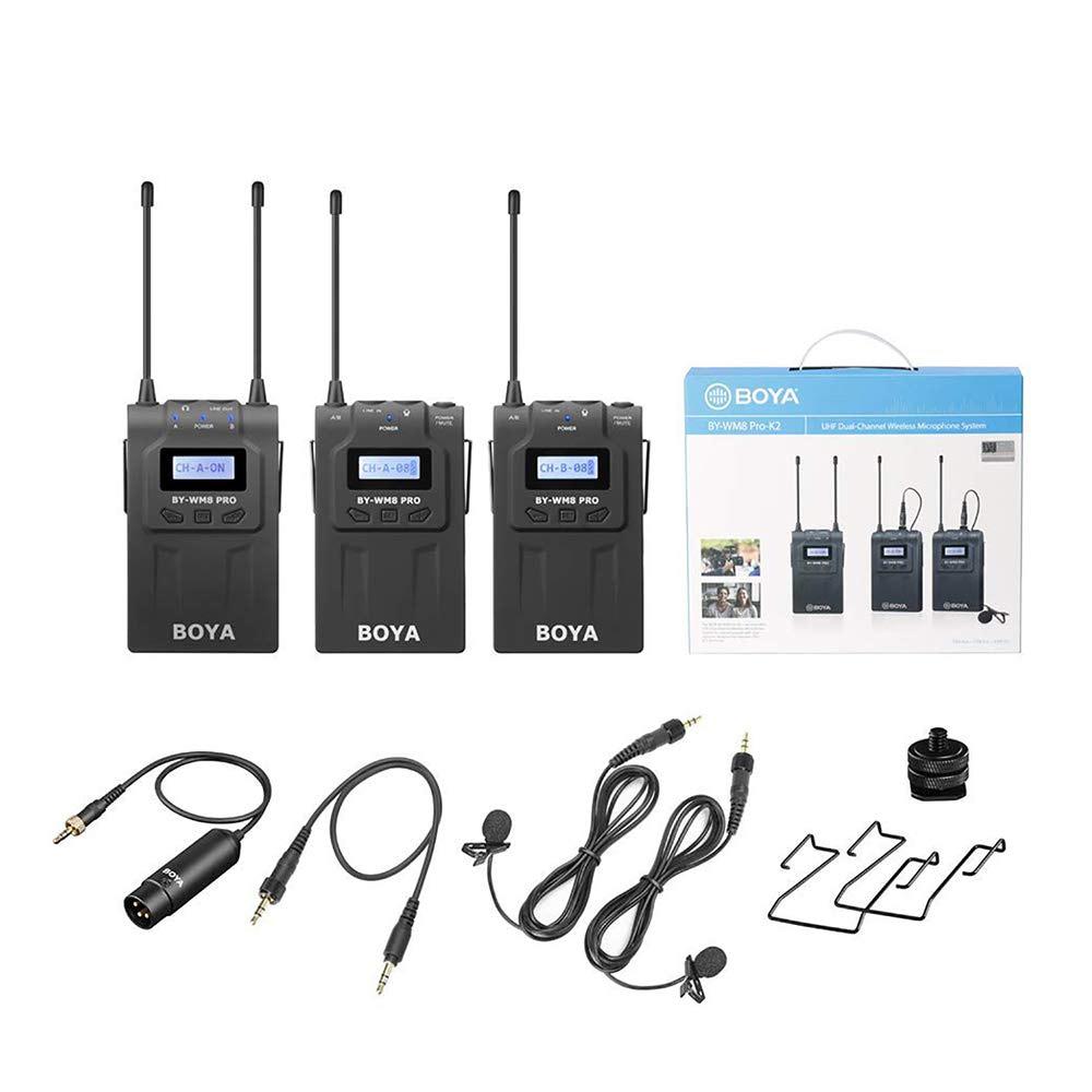 Boya BY-WM8 Pro-K2 UHF Dual Channel Wireless Microphone For capturing interviews, film dialog, field recording, broadcast TV, news gathering