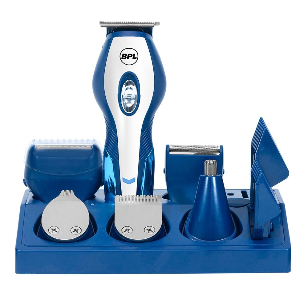 BPL Men's 12-in-1 Grooming Kit, Up to 90mins Cordless Usage, Fast Charging, Non-Scratching Teeth, 5 Heads with Trimming Range 0.2mm-20mm, Charging indicator, 2 Years Warranty, Navy Blue