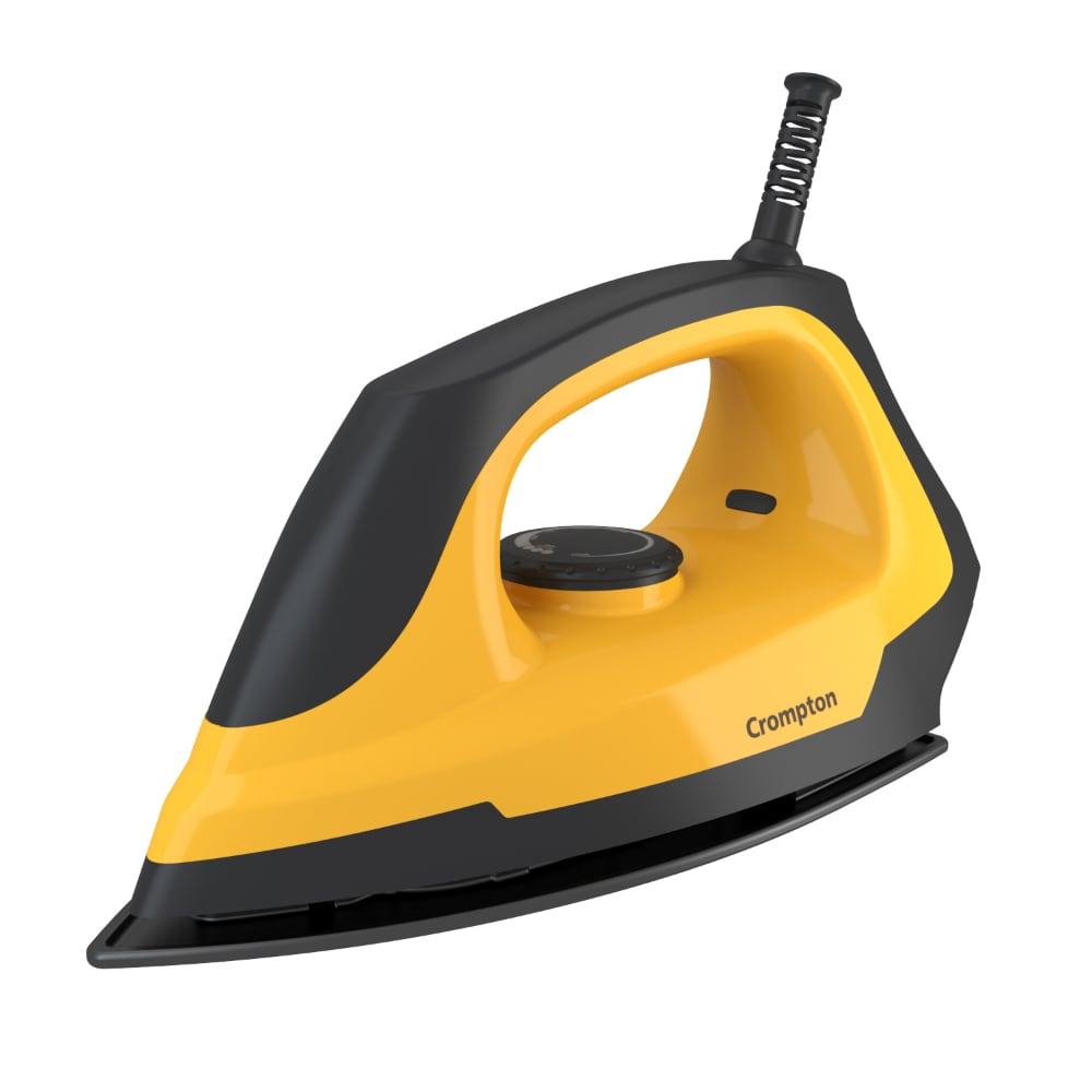 Crompton Eris, 1000 Watts, Dry Light Weight Dry Iron, Black and Yellow