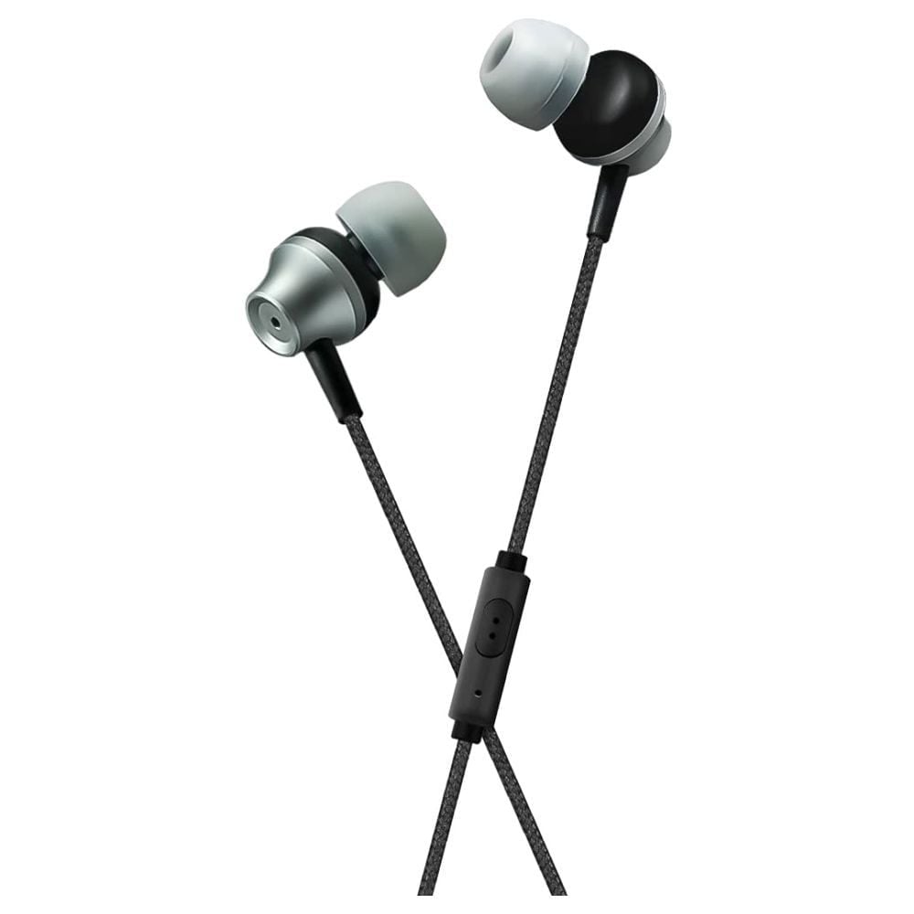 Crossloop Daily Fashion Series Wired in Ear Earphone with Mic, 2x Bass sound signature, Block ambient noise, Special sturdy cable, Multifunction button (Silver)