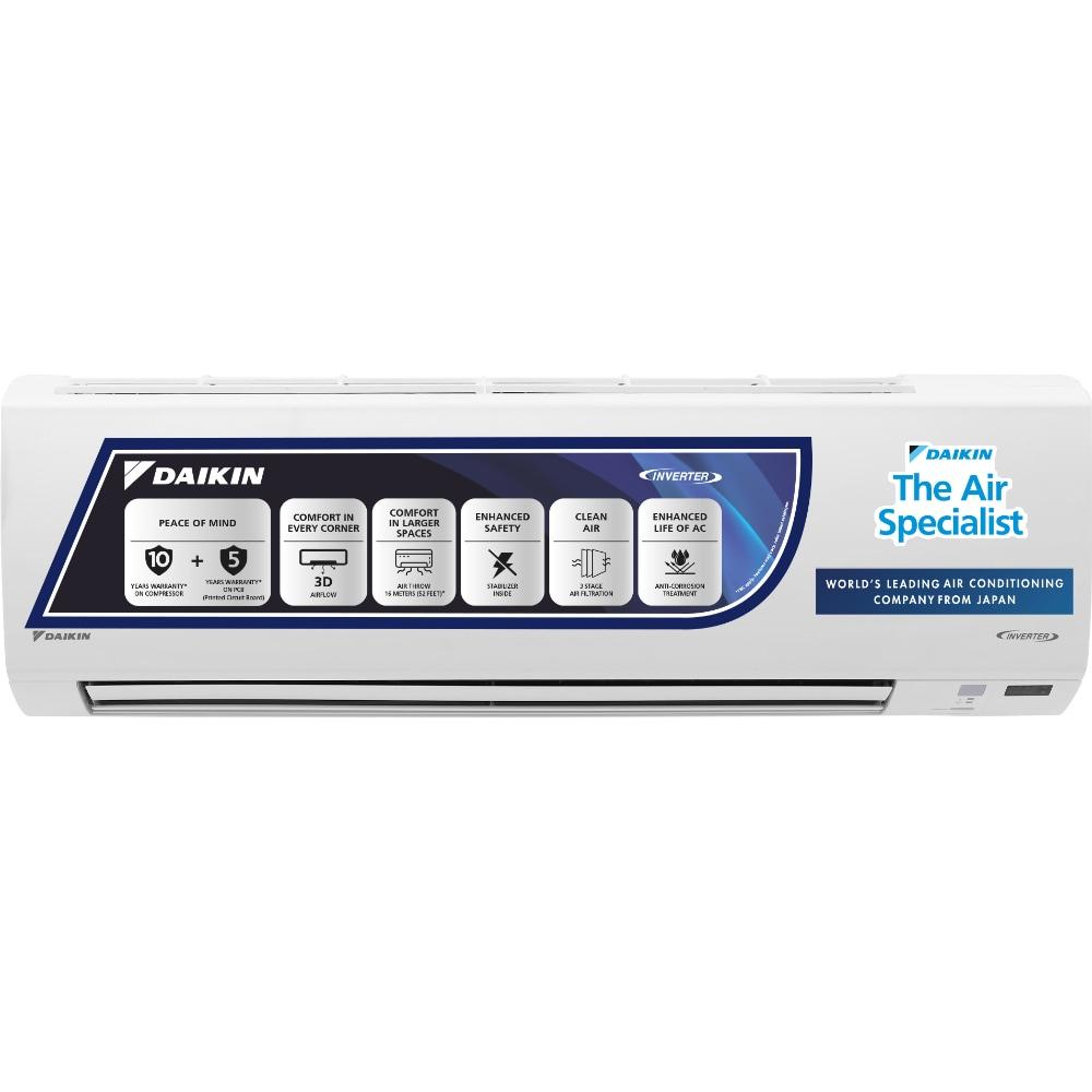 Daikin 1.8 Ton 3 Star ATKL60U Inverter Split AC (3D Airflow, 100 percent Copper, Hepta Sense, Triple Display, White, 2023)