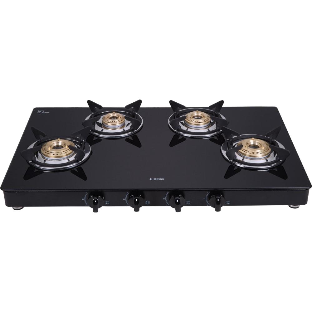 Elica 774 CT Vetro 2J (DT AI Series) 4 Burners Cooktop, Black