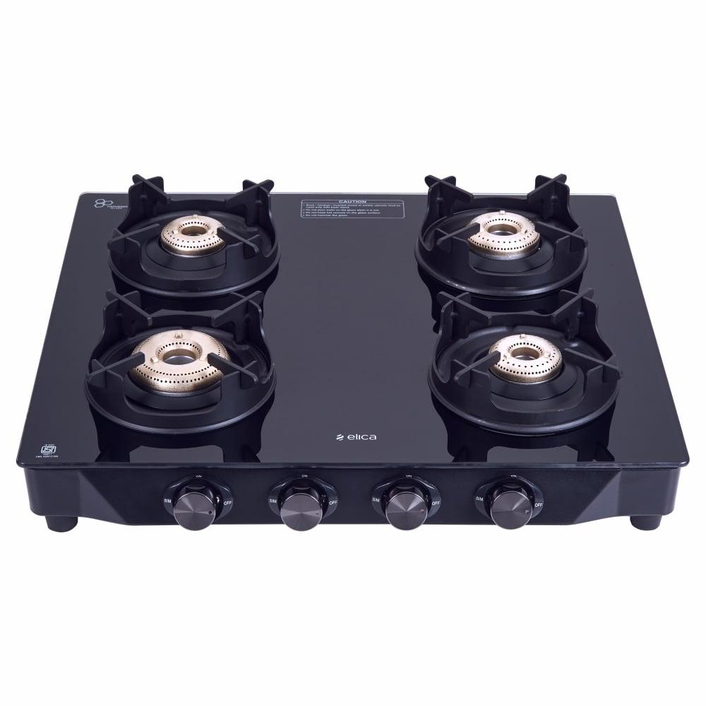 Elica Crest 460 J Nero 4 Burners Cooktop, Black