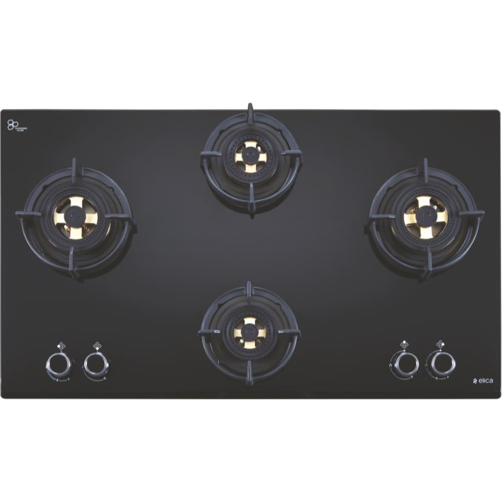 Elica DFS FB MFC 4B 91 4 Burners Hob, Black Glass