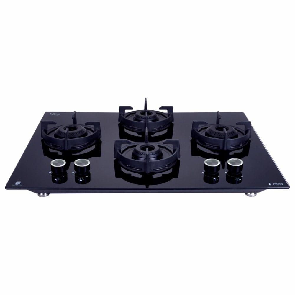 Elica Flexi 470 Lotus IND HD Brass 4 Burners Hob, Black Glass