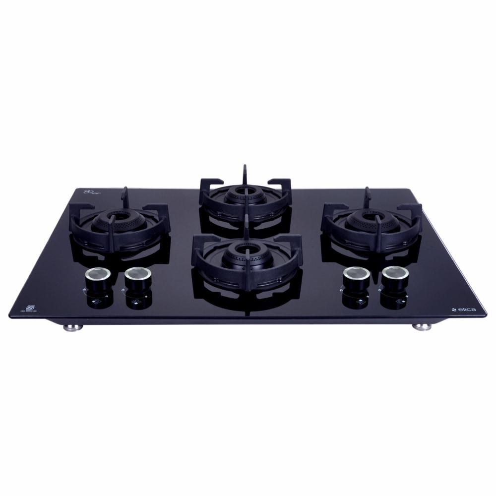 Elica Flexi 470 Lotus IND HD Brass 4 Burners Hob, Black Glass