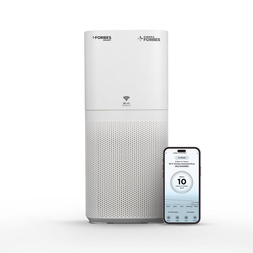 Eureka Forbes Smart Air Purifier 500, True HEPA H13 & 4-Stage Filtration, Wi-Fi & App Control, Removes 99.97 percent PM2.5, Dust & Odour in 10 Mins, Sleep Mode, Covers up to 670 Sq.Ft (Ideal for Large Living Rooms)