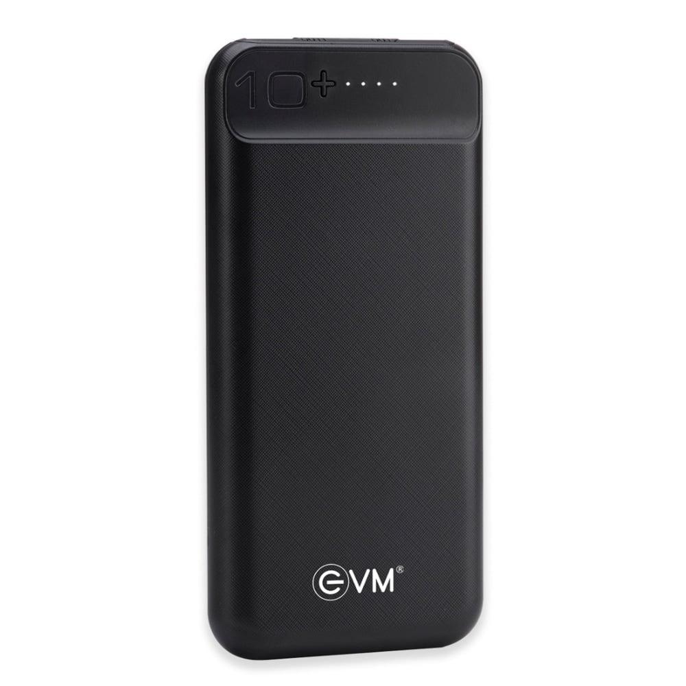 EVM Encharge P0109 10000 mAh Power Bank, Li-polymer, Short Circuit Protection, LED Indicator, Over Current Protection, USB, Micro-USB, Type-C Ports, Over Temperature and Voltage Protection, Short Circuit and Over Current Protection, Black