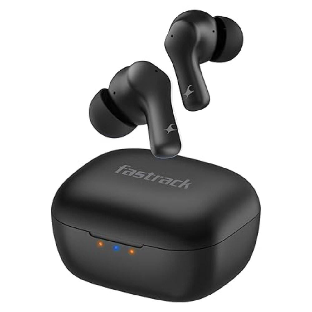 Fastrack Fpods FZ100 BT v5.3 TWS Earbuds, Mega 50 Hrs Playtime, Extra Deep Bass, Quad Mic ENC for Crystal Clear Calls, Ultra Low Latency Gaming Mode Upto 40 ms, 3C NitroFast Charge - 200 Mins in 10 Mins