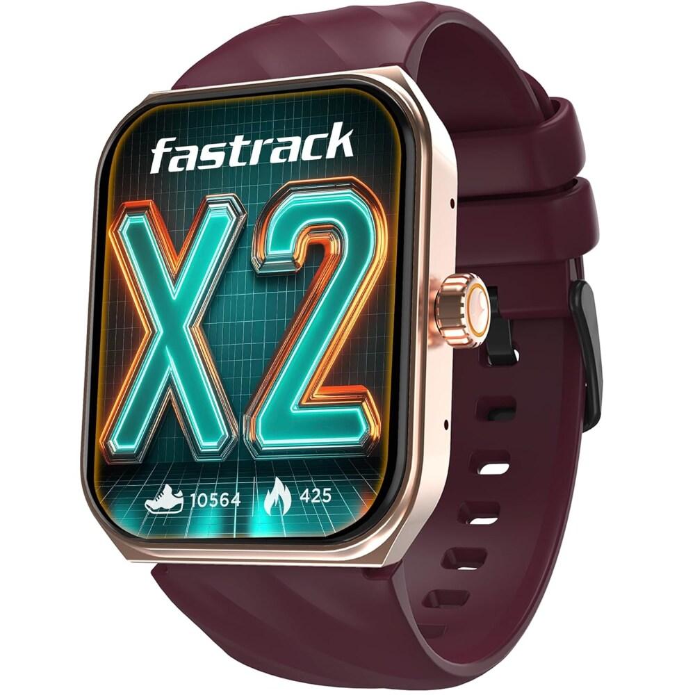 Fastrack New Limitless X2 Smart Watch, 4.85 cm (1.91 inch) UltraVU with Rotating Crown, 60 Hz Refresh Rate, Advanced Chipset, SingleSync BT Calling, 100+ Sports Mode & Smartwatch Faces, IP68 (Wine Red)