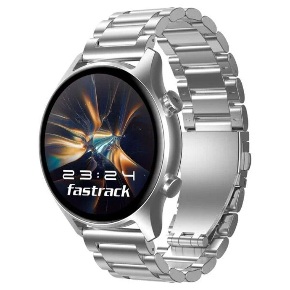 Fastrack Revoltt FR2 Pro Smart Watch with 3.63 cm (1.43 inch) AMOLED Display with 466 x 466 Pixel Resolution, SingleSync BT Calling, AI Voice Assistant, 100+ Sports Modes and Smartwatch faces, IP68, Up to 5 days Battery, Silver
