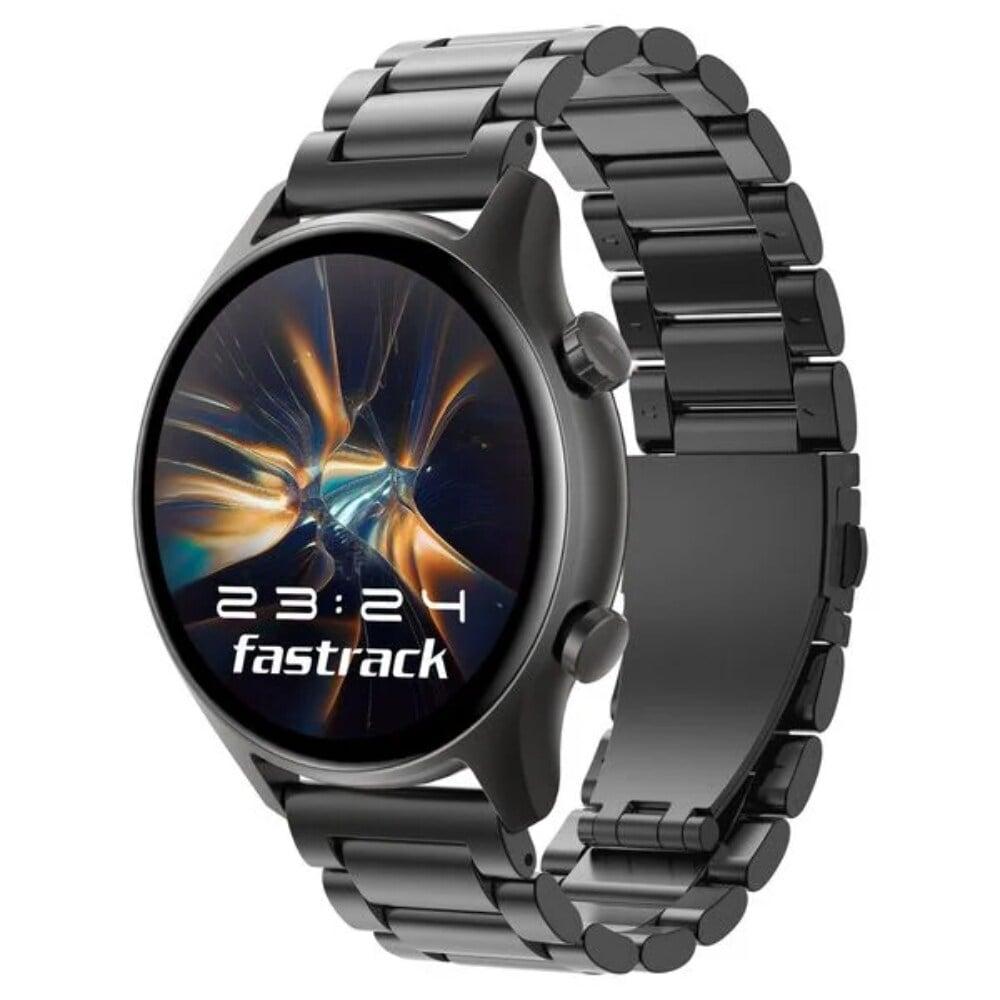 Fastrack Revoltt FR2 Pro Smart Watch with 3.63 cm (1.43 inch) AMOLED Display with 466 x 466 Pixel Resolution, SingleSync BT Calling, AI Voice Assistant, 100+ Sports Modes and Smartwatch faces, IP68, Up to 5 days Battery, Gun