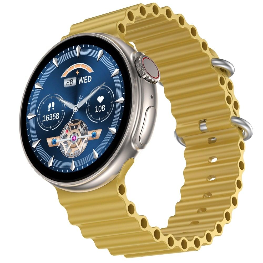 Fire-Boltt Asteroid 1.43 inch (3.63 cm) Super AMOLED Display Smart Watch, One Tap Bluetooth Calling, 466 x 466 px Resolution, 123 Sports Modes, in-Built Voice Assistance, 350mAh Large Battery (Yellow)