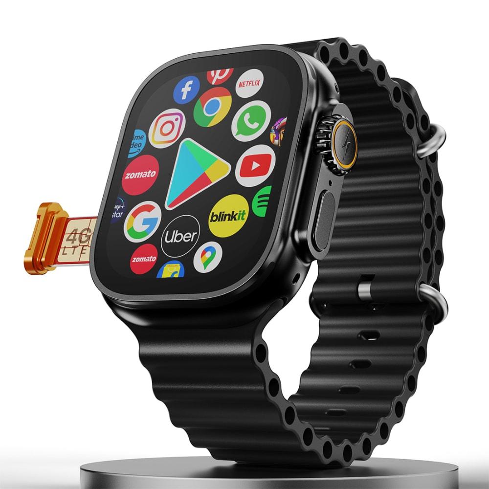 Fire-Boltt Oracle wristphone 4.97 cm Large Display, 4G SIM, LTE, WiFi, Android OS, Play Store Unlimited Apps, GPS Smartwatch, Onyx Wave