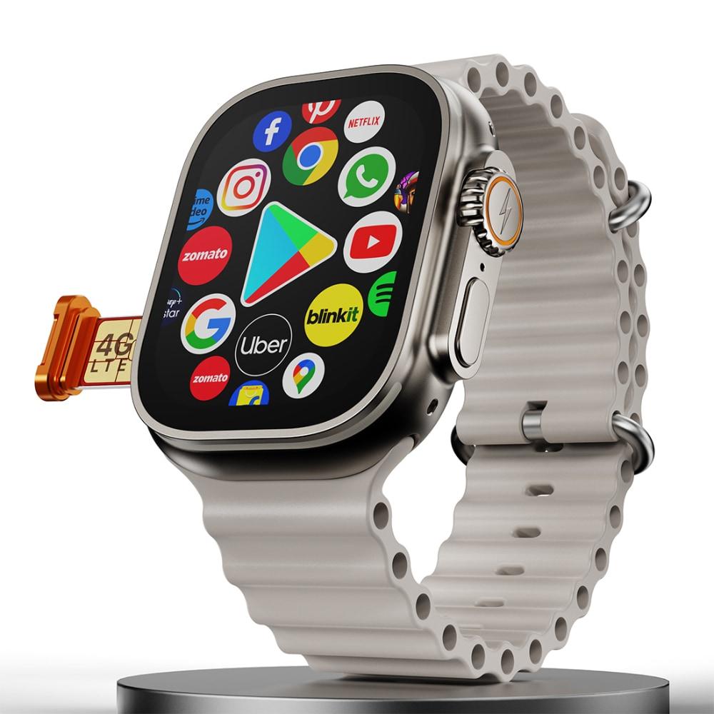 Fire-Boltt Oracle wristphone 4.97 cm Large Display, 4G SIM, LTE, WiFi, Android OS, Play Store Unlimited Apps, GPS Smartwatch, Crystal Tide
