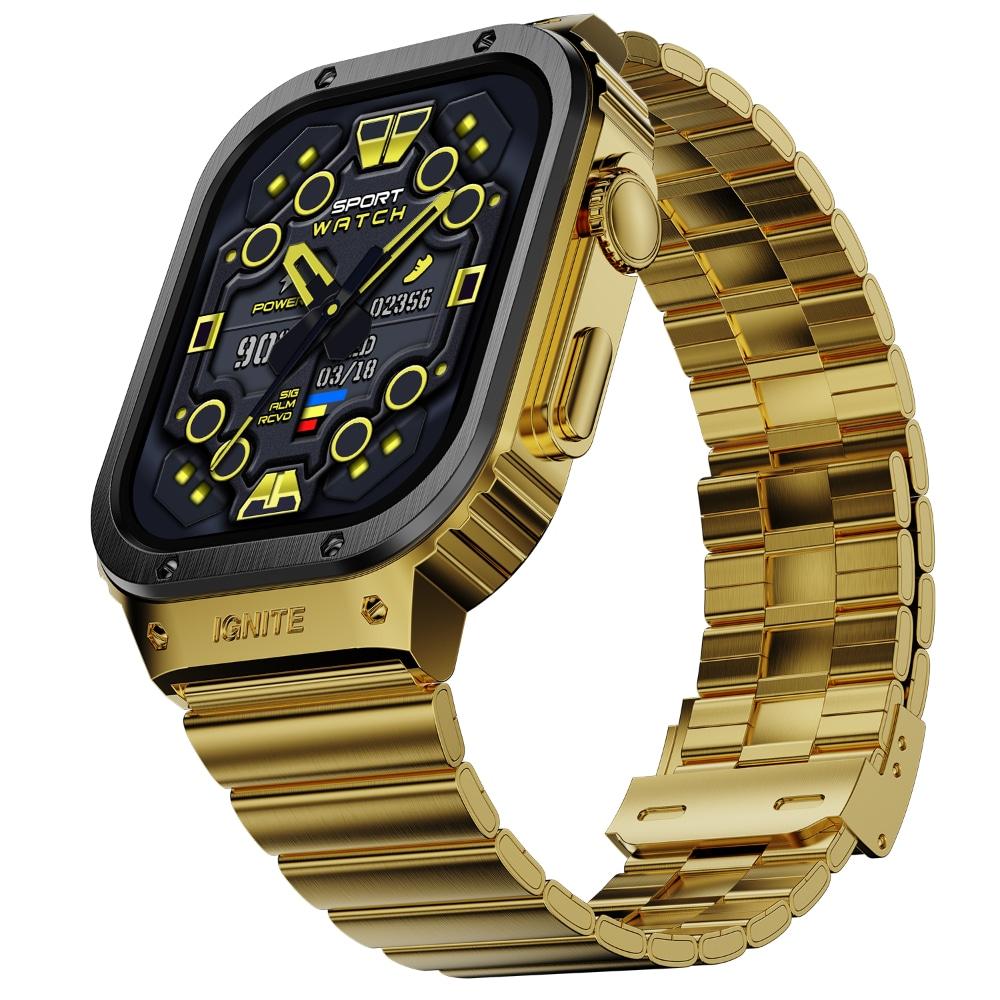 Fire-Boltt Maverick Smartwatch 5.13 cm (2.02 inch) IPS Display, Luxury Stainless Steel Look, 320 x 385 Pixel Resolution, Bluetooth Calling, Voice Assistant, Black Gold