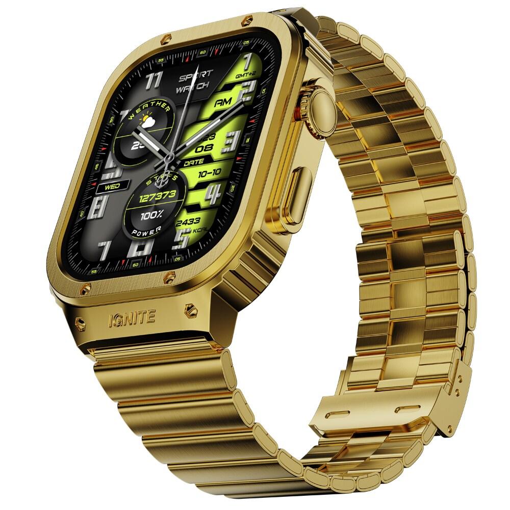 Fire-Boltt Maverick Smartwatch 5.13 cm (2.02 inch) IPS Display, Luxury Stainless Steel Look, 320 x 385 Pixel Resolution, Bluetooth Calling, Voice Assistant, Gold
