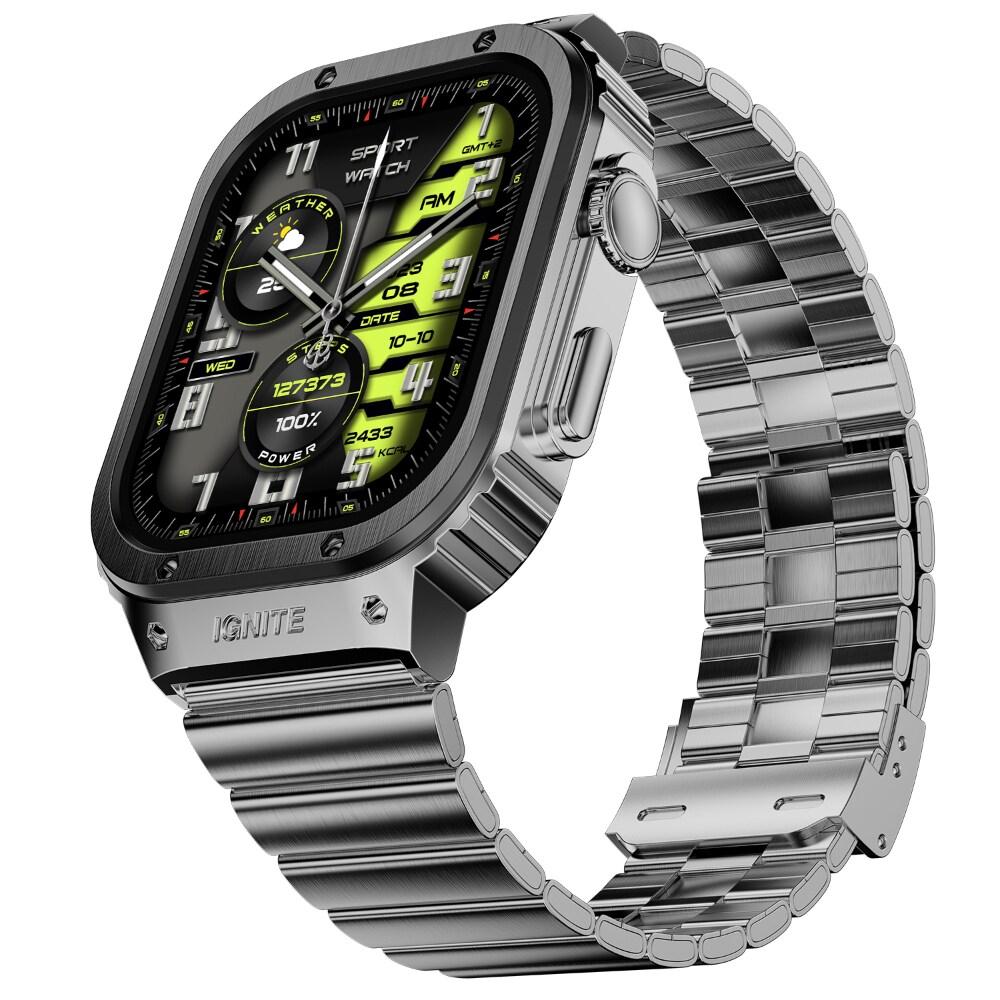 Fire-Boltt Maverick Smartwatch 5.13 cm (2.02 inch) IPS Display, Luxury Stainless Steel Look, 320 x 385 Pixel Resolution, Bluetooth Calling, Voice Assistant, Black Silver