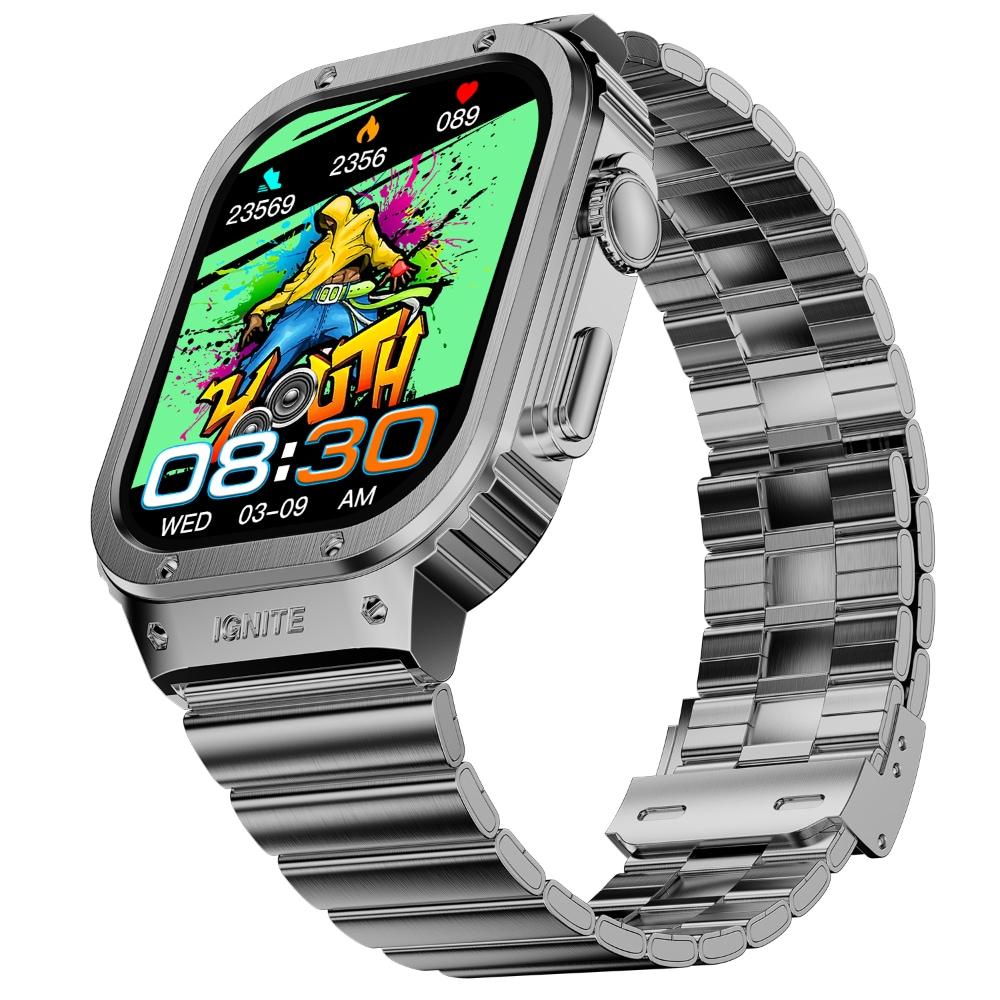 Fire-Boltt Maverick Smartwatch 5.13 cm (2.02 inch) IPS Display, Luxury Stainless Steel Look, 320 x 385 Pixel Resolution, Bluetooth Calling, Voice Assistant, Silver