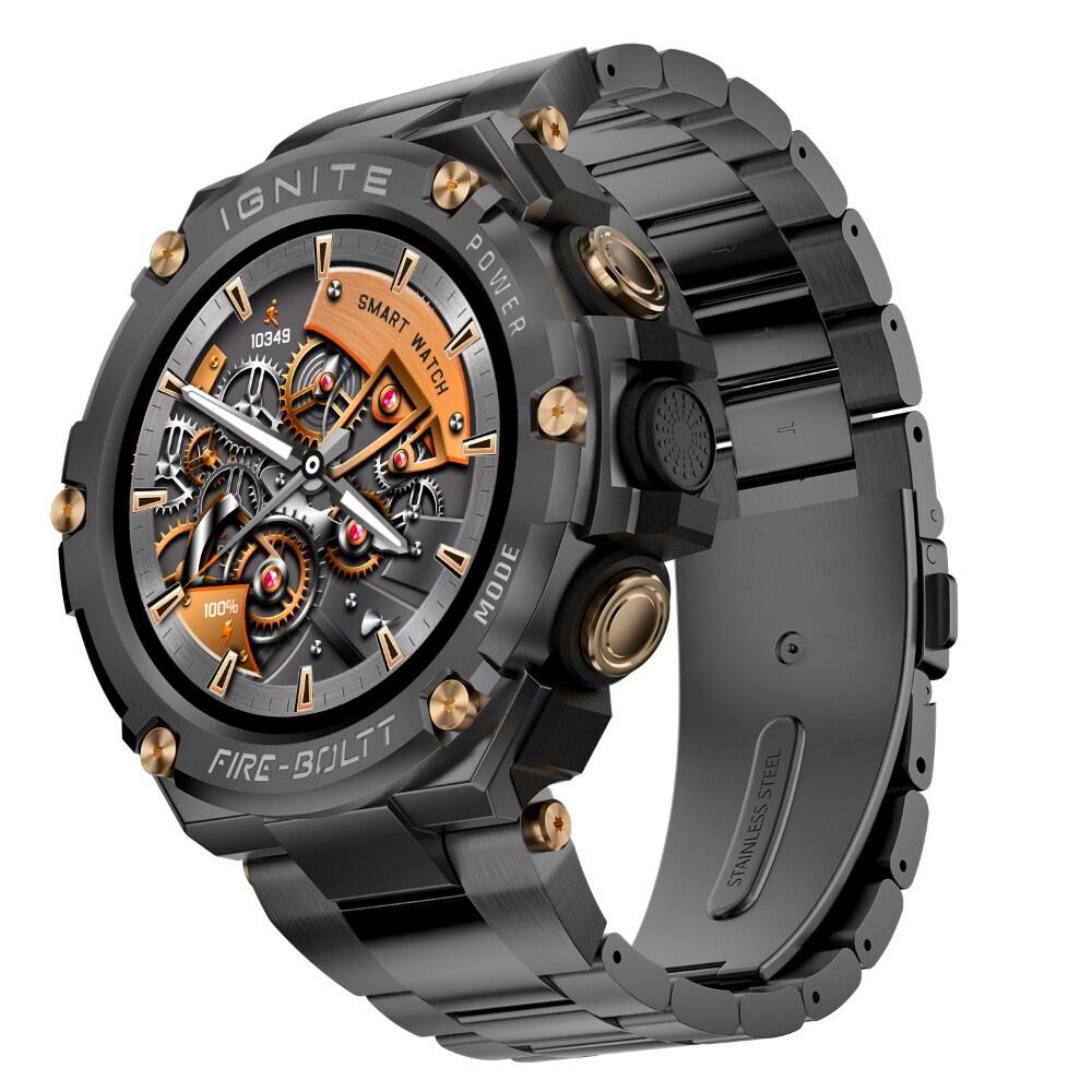 Fire-Boltt ASSAULT Smart Watch, 3.81 cm (1.5 inch) BT Calling, Round Touch Display, Outdoor Rugged Durable Design, 6 Menu UI Styles, In Built Compass, 150+ Sports Modes, Music Play, Health Suite, Black Steel