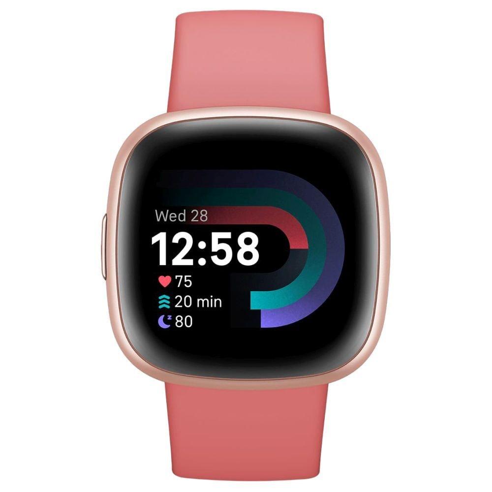 Fitbit Versa 4 Smart Watch with Water Resistance, Pink Sand and Copper Rose Aluminium