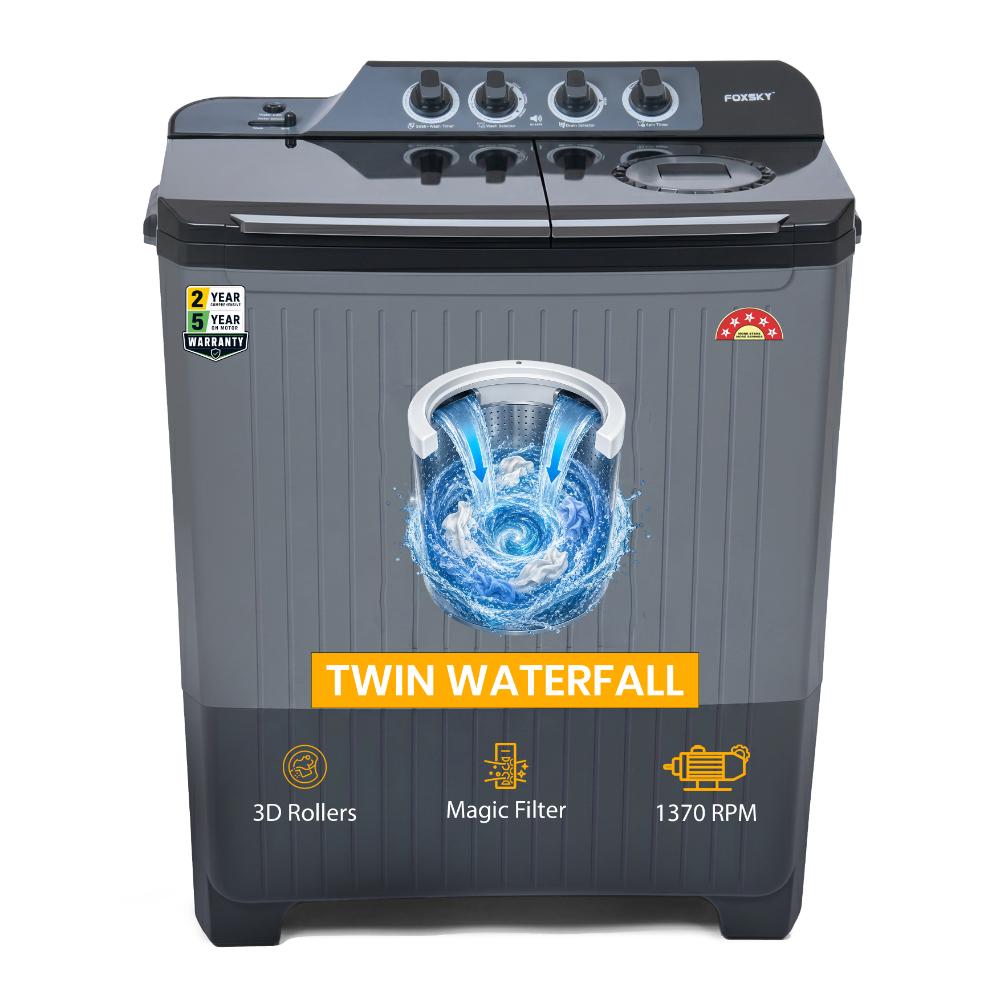 Foxsky 11 kg Semi Automatic Top Load Washing Machine with 3D Scrub Technology, Aqua Wash, Grey (AW1100SATL)