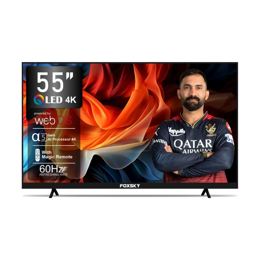 Foxsky 139 cm (55 inch), 4K Ultra HD WebOS TV Edition with a5 AI Processor and 60Hz Refresh Rate, Magic remote capability, QLED TV 2025