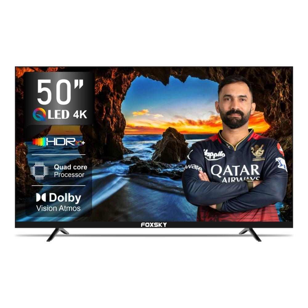 Foxsky 126 cm (50 inch), 4K Ultra HD LED Smart Google TV with Dolby Audio, HDR10, QLED TV 2025