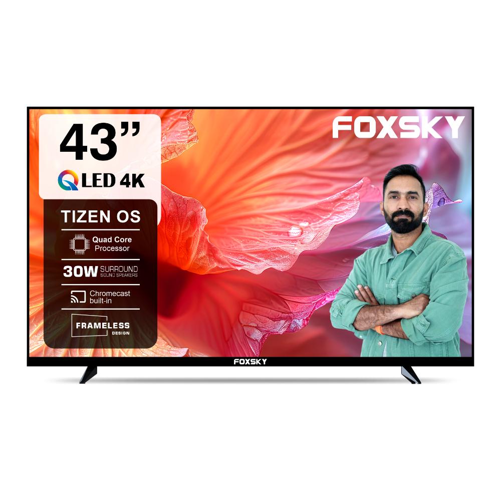 Foxsky 109 cm (43 inch) 4K Ultra HD QLED Smart Tizen TV with Dolby Audio (43FS TIZEN) 2026, Black
