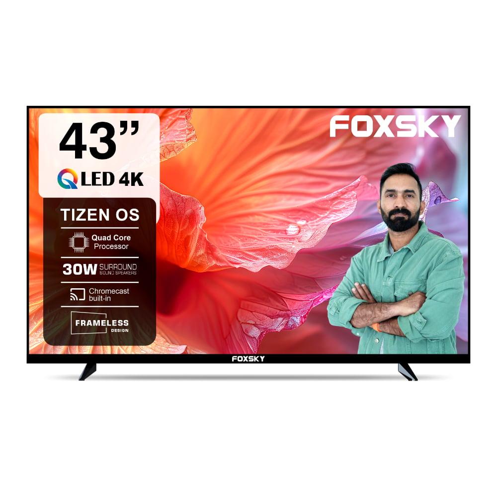 Foxsky 109 cm (43 inch) 4K Ultra HD QLED Smart Tizen TV with Dolby Audio (43FS TIZEN) 2026, Black