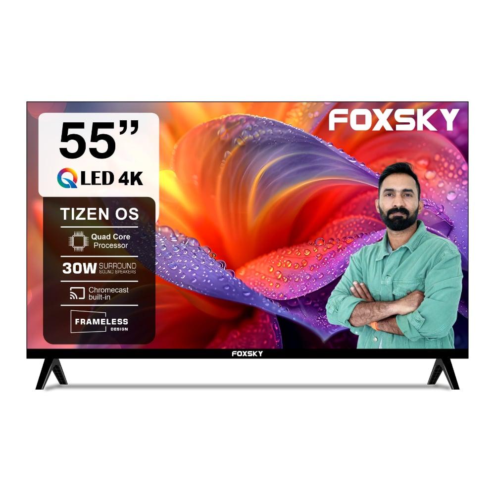 Foxsky 139 cm (55 inch) 4K Ultra HD QLED Smart Tizen TV with Dolby Audio (55FS TIZEN) 2026, Black