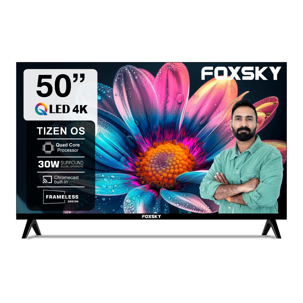 Foxsky 127 cm (50 inch) 4K Ultra HD QLED Smart Tizen TV with Dolby Audio (50FS TIZEN) 2026, Black