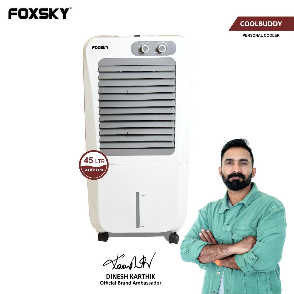 Foxsky Coolbuddy 45 L Personal Air Cooler with Honeycomb Cooling Pads, 100% Copper Motor