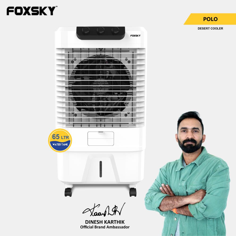 Foxsky Polo 65 L Desert Air Cooler with Honeycomb Cooling Pads, 100% Copper Motor