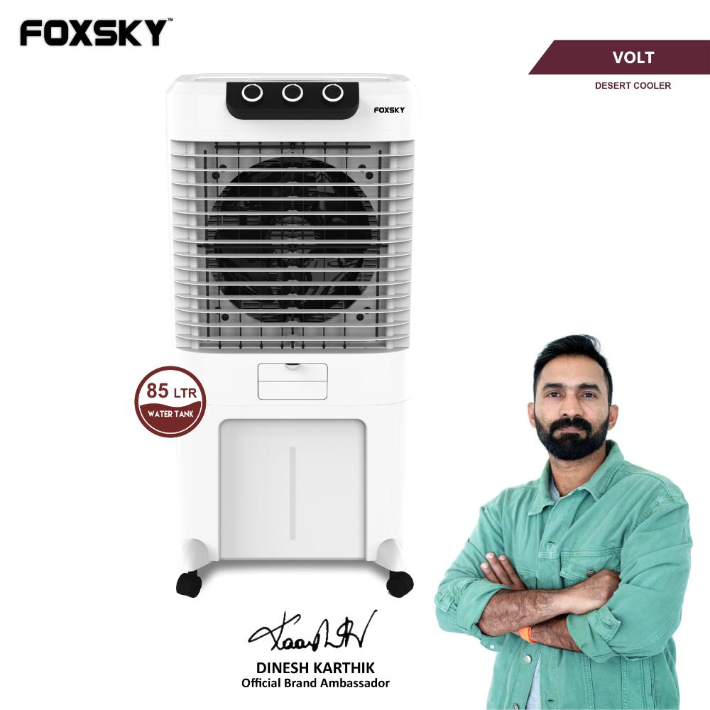 Foxsky Volt 85 L Desert Air Cooler with Honeycomb Cooling Pads, 100% Copper Motor