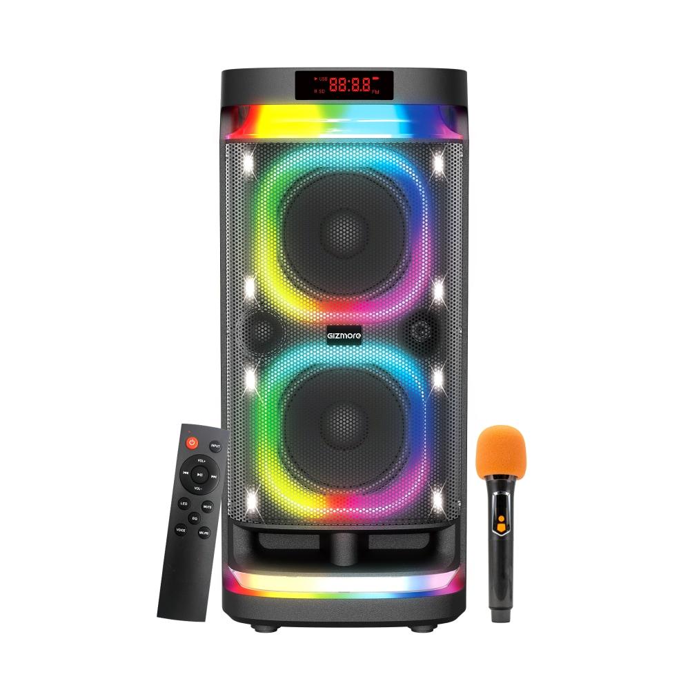 GIZMORE 220 Watt Thunder DJ Trolley Party Speaker with UHF Wireless MIC, 3 Hrs Playtime, Digital LED Display, RGB Lights, Multiple Connectivity Bluetooth, USB, AUX & TF Card and UHF wireless and wired MIC Support