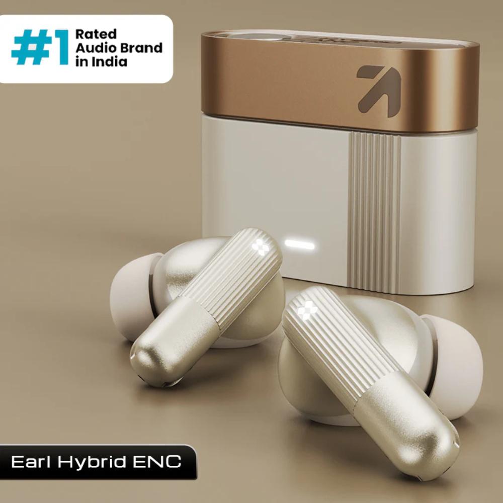 GOBOULT Earl Hybrid ANC 50 dB + Dual Driver True Wireless Earbuds with 50 H Playtime, Spatial Audio, App Control & Dual Device Pairing, Ivory White