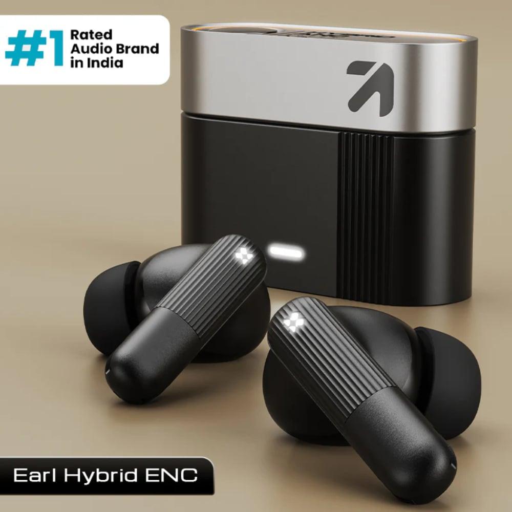 GOBOULT Earl Hybrid ANC 50 dB + Dual Driver True Wireless Earbuds with 50 H Playtime, Spatial Audio, App Control & Dual Device Pairing, Obsidian Black