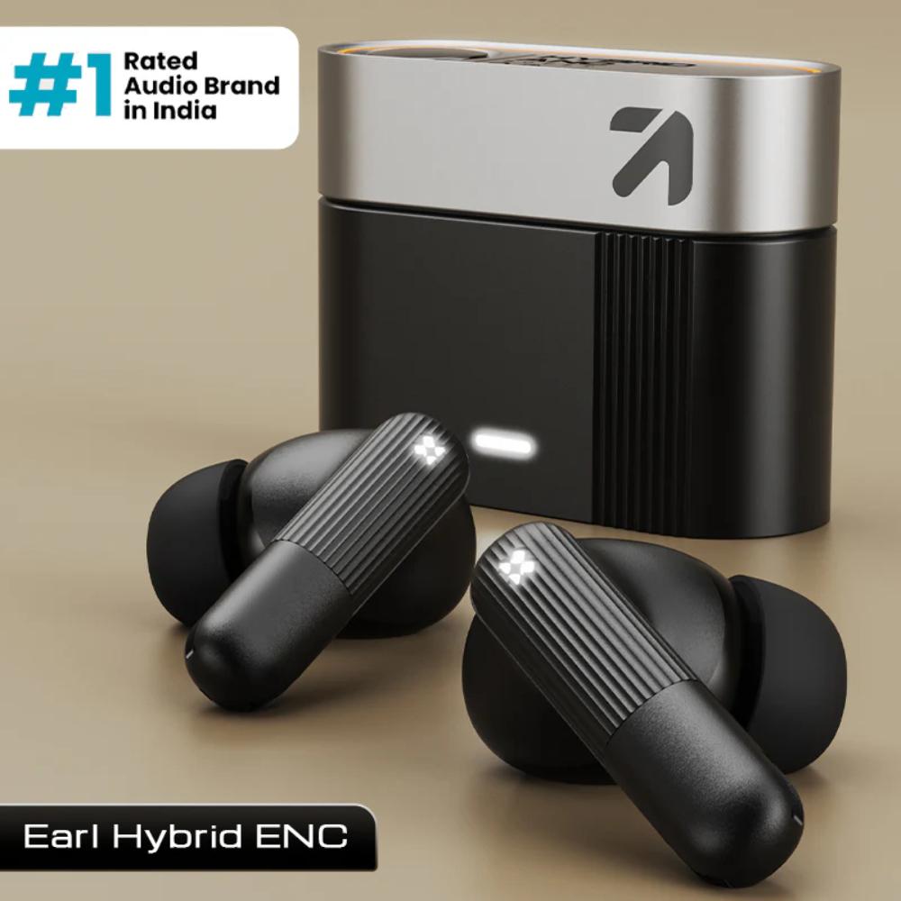GOBOULT Earl Hybrid ANC 50 dB + Dual Driver True Wireless Earbuds with 50 H Playtime, Spatial Audio, App Control & Dual Device Pairing, Obsidian Black