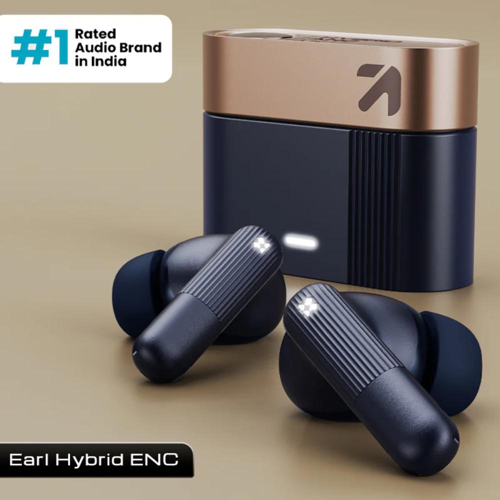 GOBOULT Earl Hybrid ANC 50 dB + Dual Driver True Wireless Earbuds with 50 H Playtime, Spatial Audio, App Control & Dual Device Pairing, Sapphire Blue