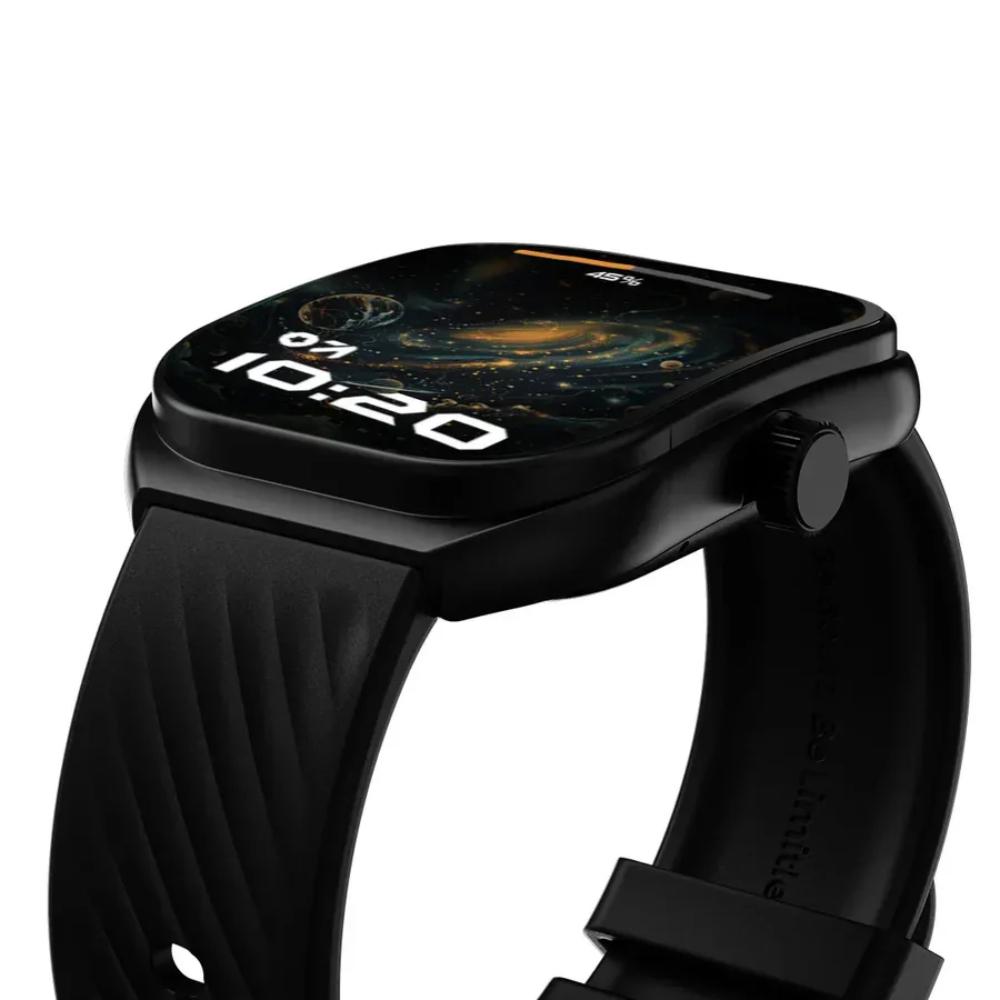 GOBOULT Kliff Curved Display Smartwatch with 5.10 cm (2.01 inch) HD Display, Bluetooth v5.3 HD Calling, Working Crown, Health Tracker and Free Strap Ddjustment Tool, Raven Black