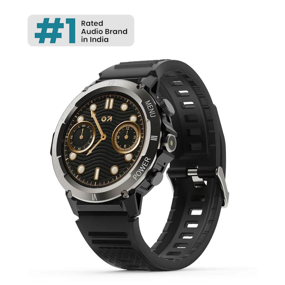 GOBOULT Tuff Hawk Smartwatch with 3.53 cm (1.39 inch) TFT Screen, 450 Nits Brightness, Working Crown, BT Calling, Health Monitor, Multiple Sports Modes, Black